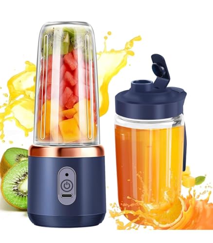Portable Blender Juicer & Smoothie Maker – USB Rechargeable Mini Mixer with 6 Stainless Steel Blades, 3-Speed Control & 1500mAh Battery for Travel, Gym & Home