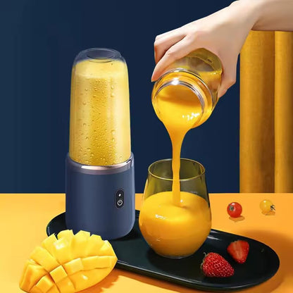 Portable Blender Juicer & Smoothie Maker – USB Rechargeable Mini Mixer with 6 Stainless Steel Blades, 3-Speed Control & 1500mAh Battery for Travel, Gym & Home
